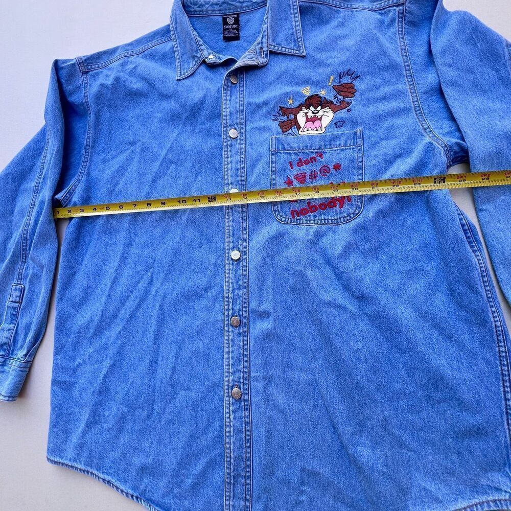 Vintage 90's denim denim shirt Goofy mickey mouse cowboy cartoon casual Sz XL - Picture 6 of 9